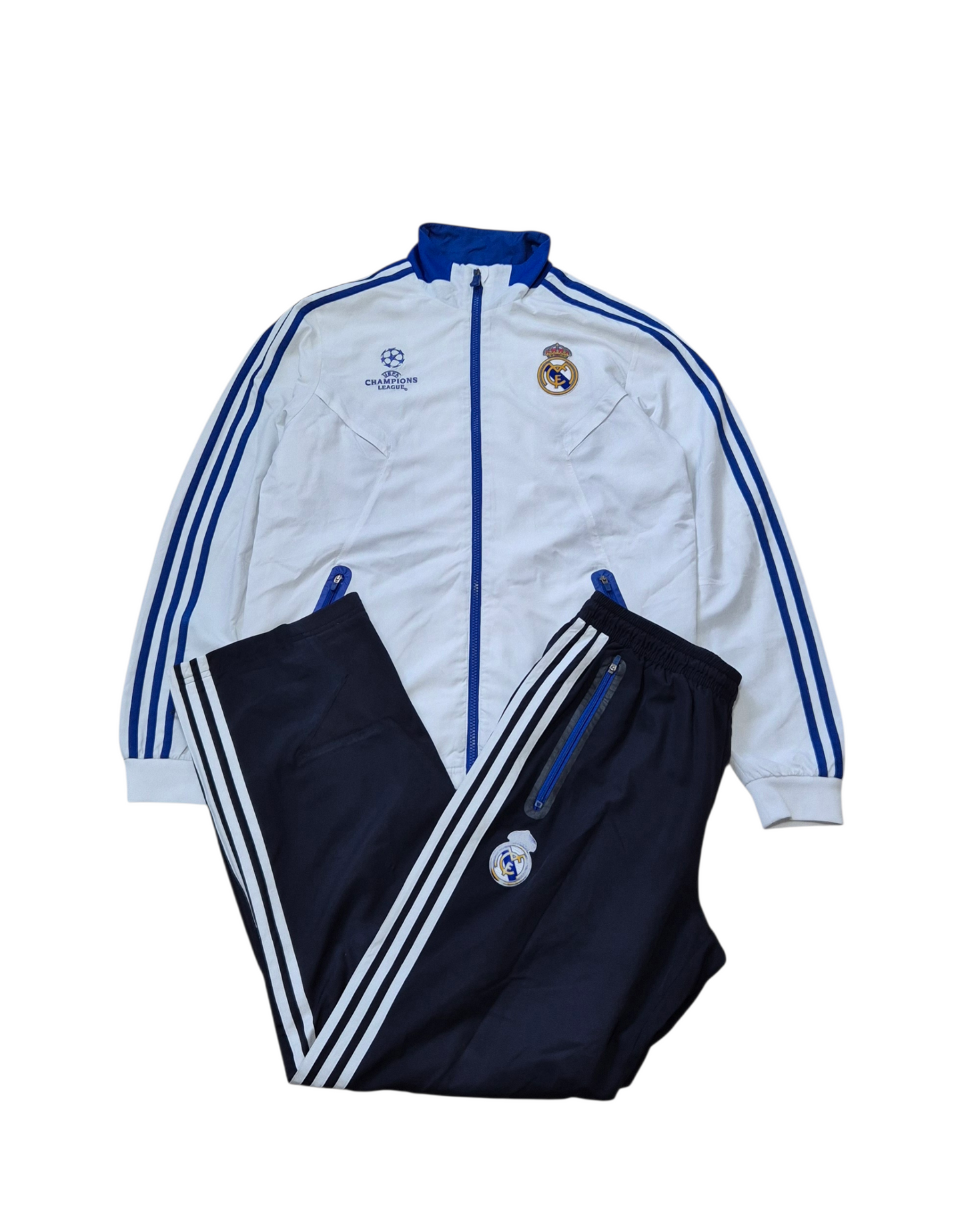 Adidas Real Madrid Vintage Trainingsanzug y2k 2000er Weiss/Blau/Schwarz